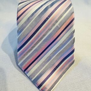 BCBG Elegant Pink and Blue Striped Tie